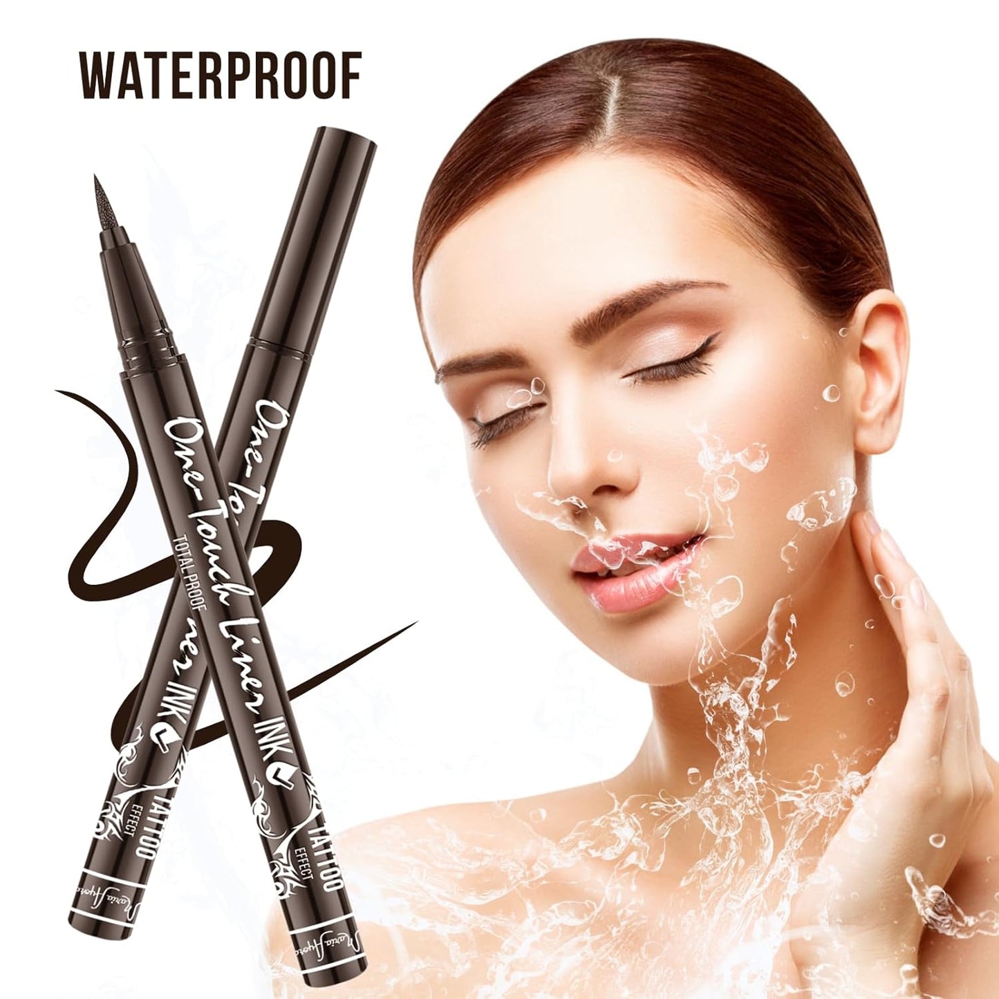 Triple Pack of Vegan-Approved Hypoallergenic Liquid Eyeliner Pens, Tattoo Effect, Quick Dry, Waterproof, Smudgeproof, Long-lasting & Felt Tip Eyeliner pen: Precision Beauty for Women (Dark Brown)