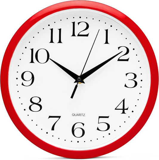 Bernhard Products Red Wall Clock Silent Non Ticking by BernhardProducts
