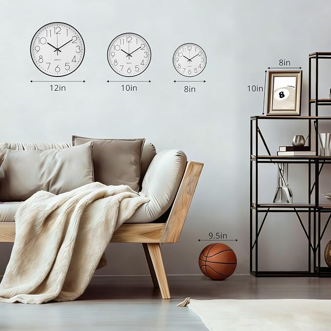 Wall Clock 10 Inch Non-Ticking Silent Modern Simple Style Round Decor Clock - Image 3