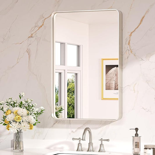 Keonjinn 20 x 30 Inch Brushed Nickel Bathroom Mirrors by Keonjinn