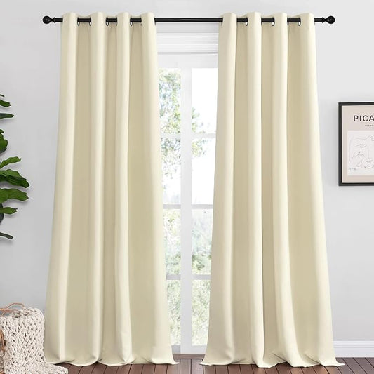 NICETOWN Beige Room Darkening Curtains 90" Long by NICETOWN
