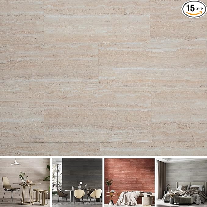 SINGULARWOOD 15pcs/26.46 sq ft Soft Stone Wall Tiles, Flexible Rock Travertine by SINGULARWOOD