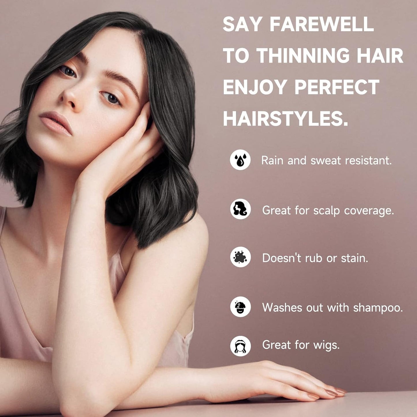 Root Touch Up Powder, Instantly Gray Hair Cover Up, Women Color Root Coverage Shadow Powder for Thinning Grey Hairline, Men Roots Concealer for Hair Loss Beard Line Eyebrow, Black