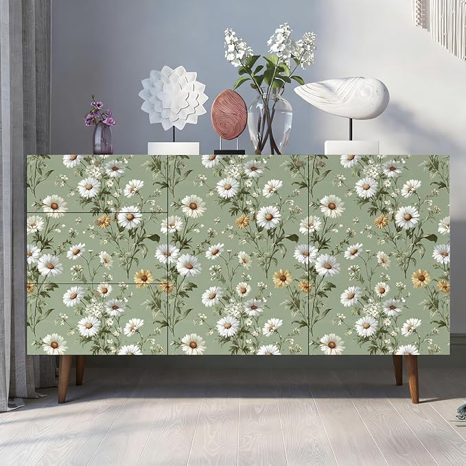 Livebor Floral Peel and Stick Wallpaper Green Flower Wallpaper Peel and Stick - Image 3