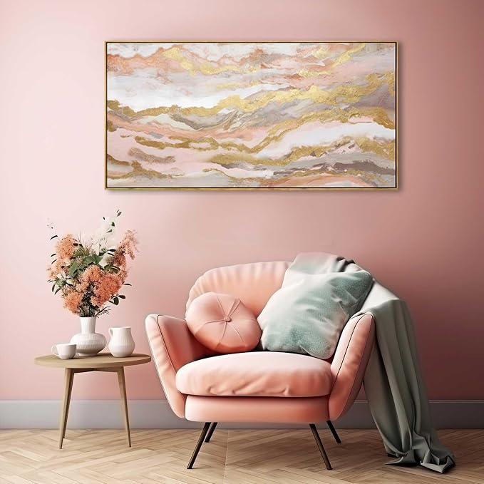 YJYart Pink Abstract Wall Art/Girl Room 20x40 Inch/Large Wall Art - Image 2