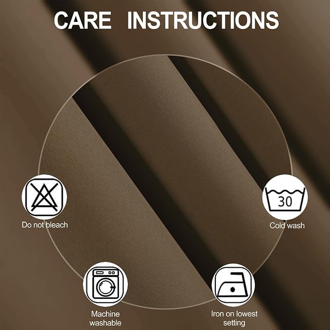 LEMOMO Blackout Curtains 42 x 63 inch/Brown Curtains Set of 2 Panels/Thermal - Image 4