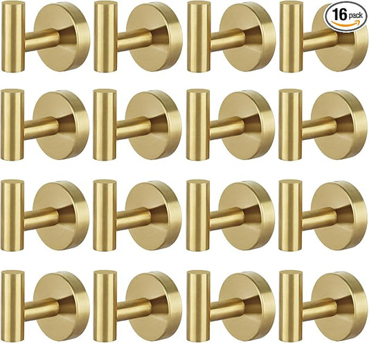 16pcs Gold BathTowel Hooks Robe Coat Bathroom Wall Hook Stainless Steel Heavy by Homagic