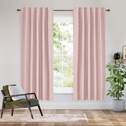 RYB HOME Bedroom Blackout Curtains 72 inches Long, 100% Blackout Thermal by RYBHOME