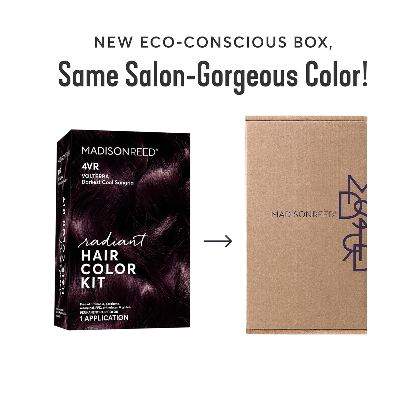 Madison Reed Radiant Hair Color Kit | 4VR Darkest Cool Sangria (Volterra Amethyst) for 100% Gray Hair Coverage | Salon Quality Permanent Hair Dye | PPD-Free & Ammonia-Free | (Packaging Varies) 2 Pack