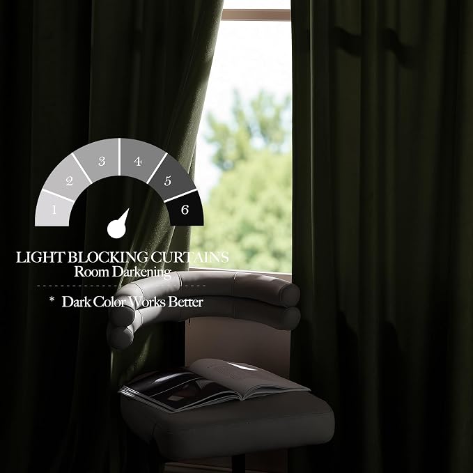 NICETOWN Sage Green Velvet Curtains 102 inches Long 2 Panels, Elegant and Sleek - Image 6