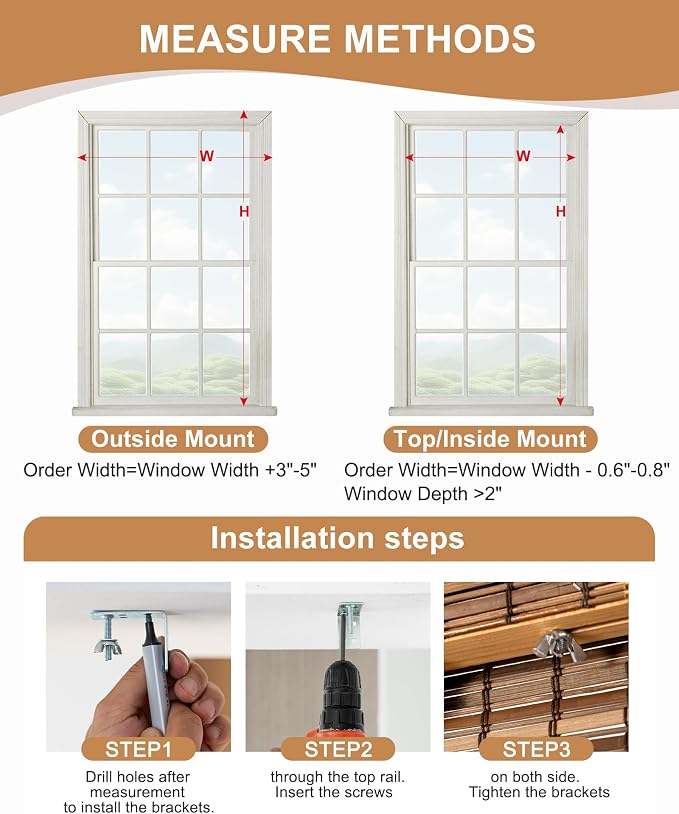 24''W X 72'''H Cordless Bamboo Roman Shades - Image 4