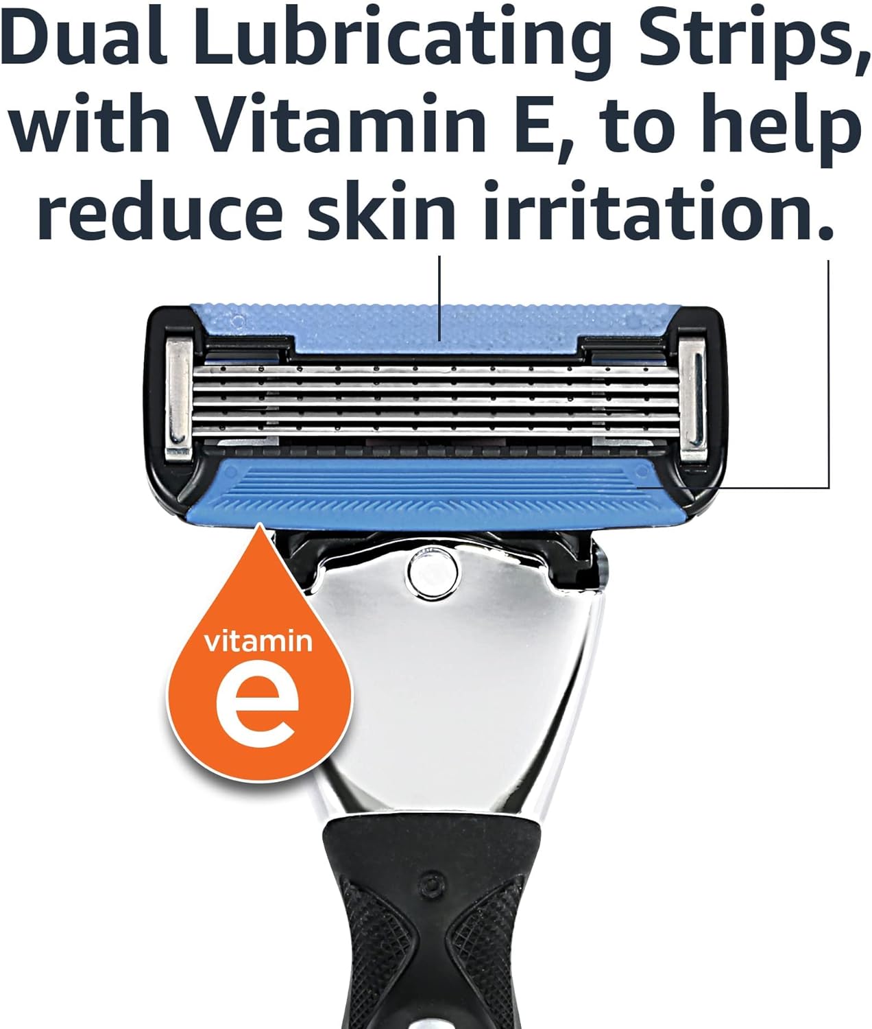 Amazon Basics 5-Blade Razor Refills for Men with Dual Lubrication, Precision Beard Trimmer, Comfortable Shave, 12-Pack (Fits Amazon Basics Razor Handles only)