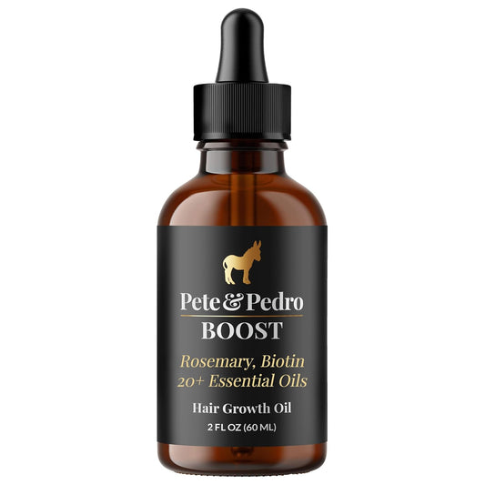 Pete & Pedro BOOST Hair & Beard Growth Serum Strengthening Oil For Men & Women - With Rosemary, Biotin & 20+ Natural Essential Oils | Shark Tank Featured, 2 oz.