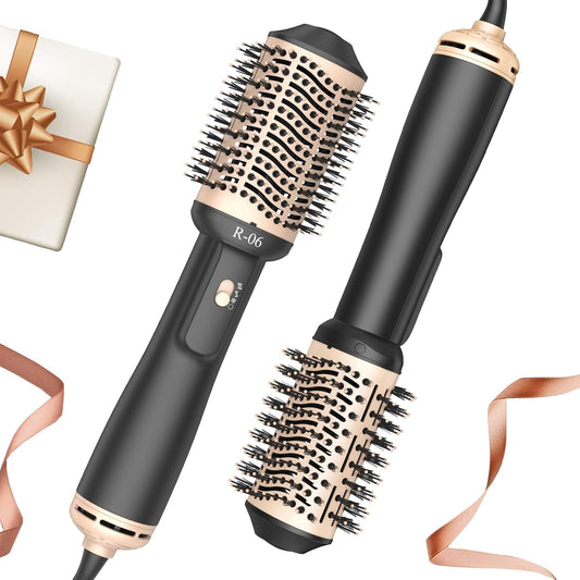 Hair Dryer Brush Blow Dryer Brush in One, 4 in 1 Hair Dryer and Styler Volumizer with Oval Barrel, Professional Salon Hot Air Brush for All Hair Types, Gold