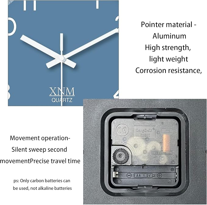XNM 14 Inch Blue Minimalist Wall Clocks Battery Operated Analog Clock Decorative - Image 8