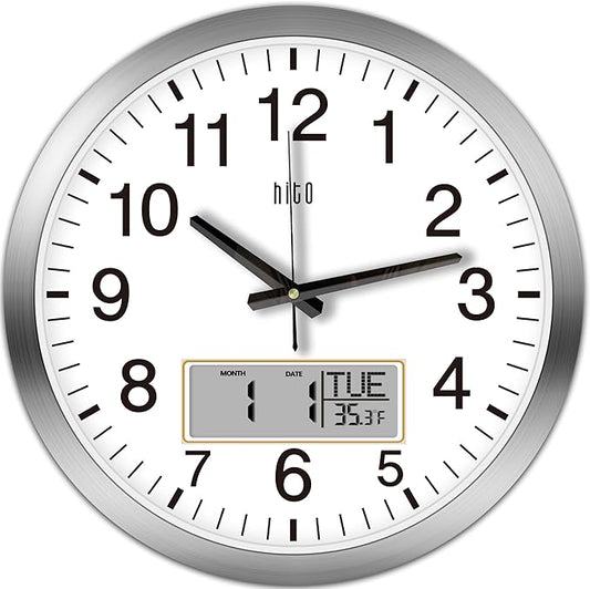 HITO 14 Inch Silent Wall Clock Battery Operated by hito