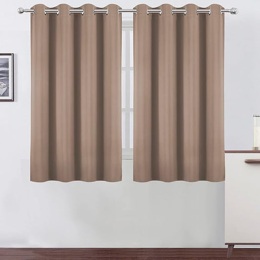 LEMOMO Cappuccino Blackout Curtains/52 x 45 Inch Length Set of 2 Panels Grommet by Lemomo