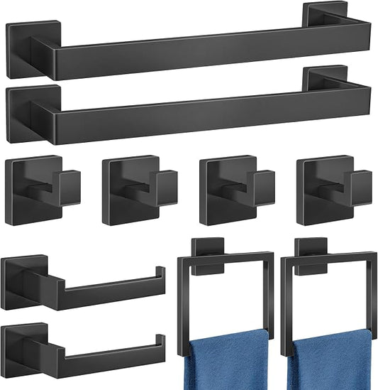 Gypie Bathroom Accessories Set 10-Piece Stainless Steel Modern Wall Mount Towel by GypieHouseware