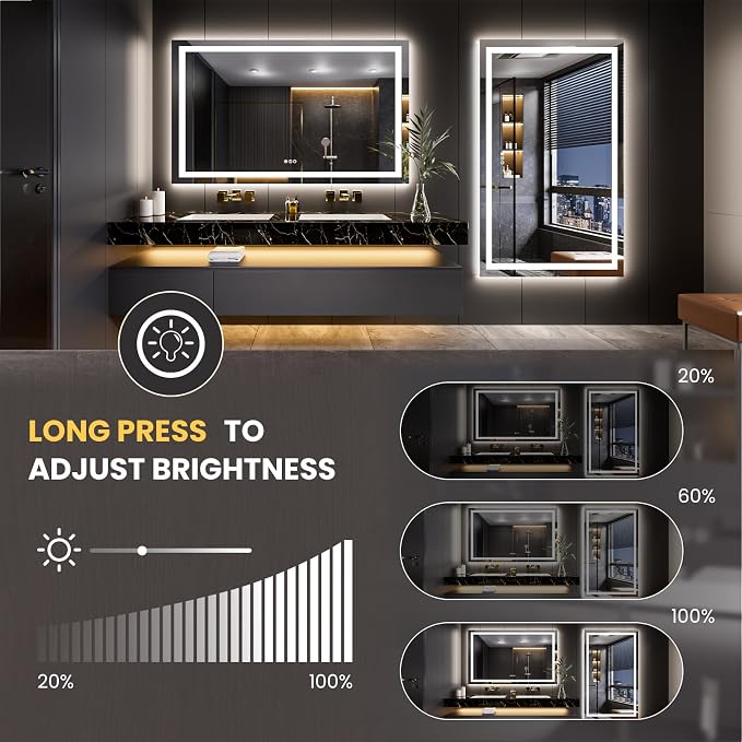 LOAAO 55"X40" LED Mirror for Bathroom, Lighted Bathroom Mirror - Image 3