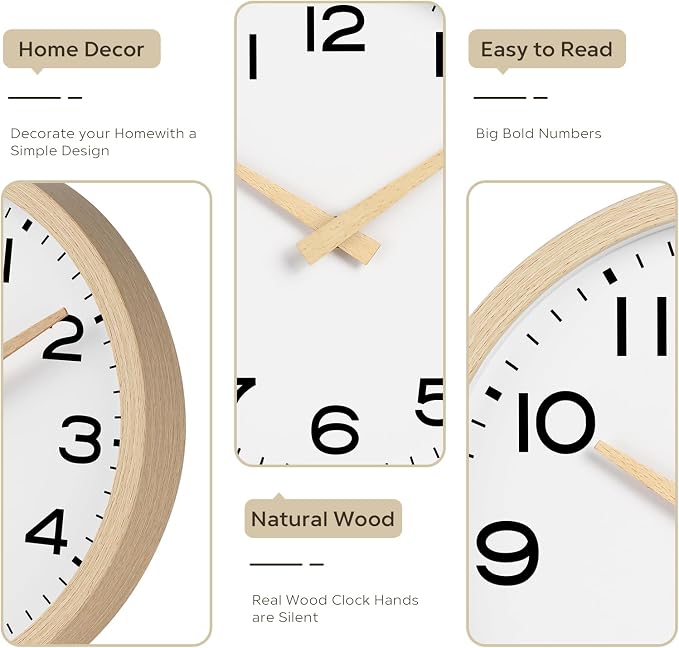 AKCISOT Wall Clock, Boho Kitchen 10 Inch Wall Clocks Battery Operated Non - Image 5