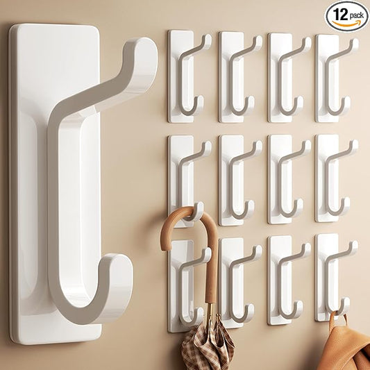 pickpiff 12 Pack Wall Hooks for Coat and Towel: 13LB Strong Adhesive Door by pickpiff