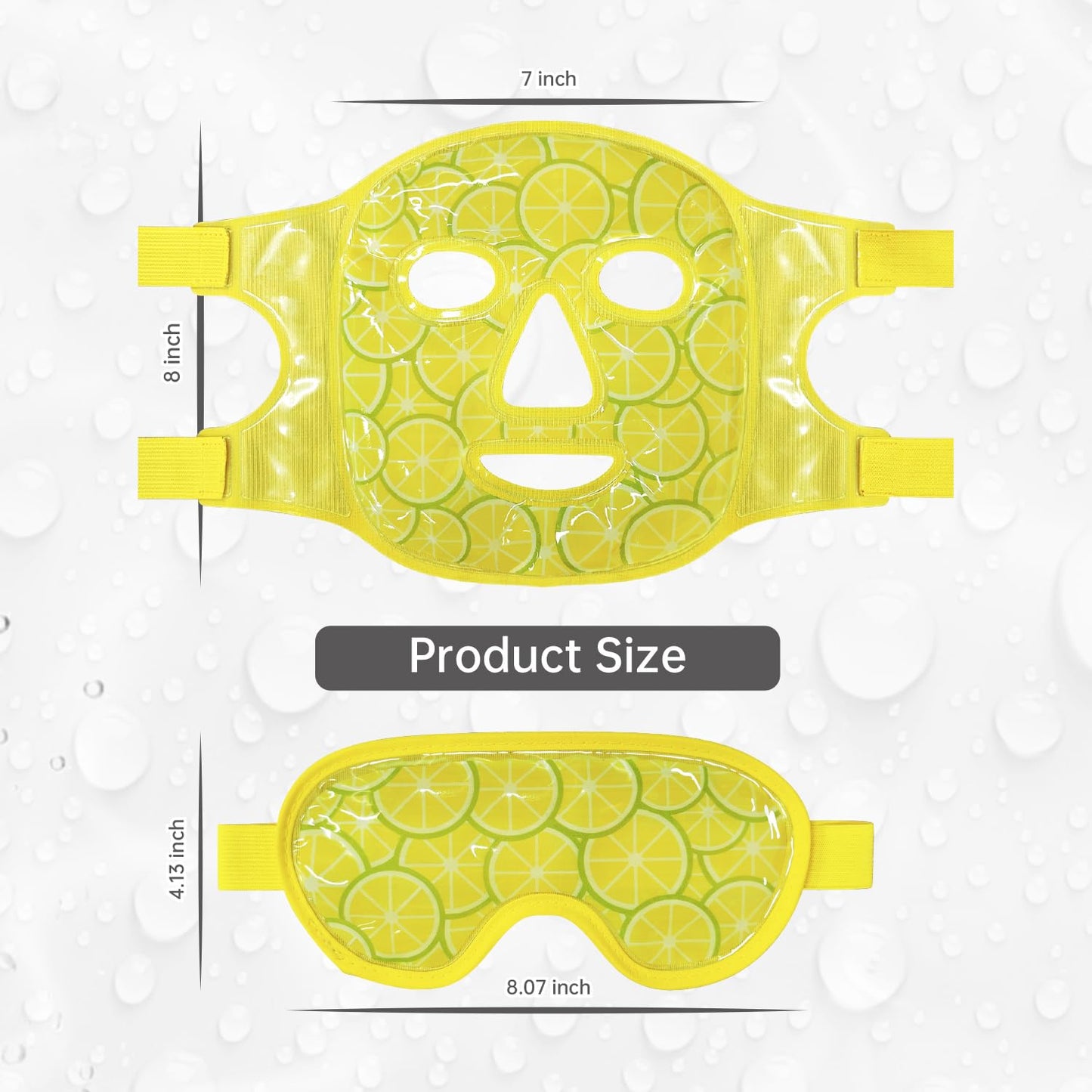 Face Eye Mask Ice Pack for Reducing Puffiness, Bags Under Eyes, Puffy Dark Circles, Migraine,Hot/Cold Pack with Soft Plush Backing (Lemon Yellow)