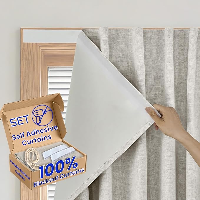 Self-Adhesive Complete 100% Blackout Curtain by Sovtfides