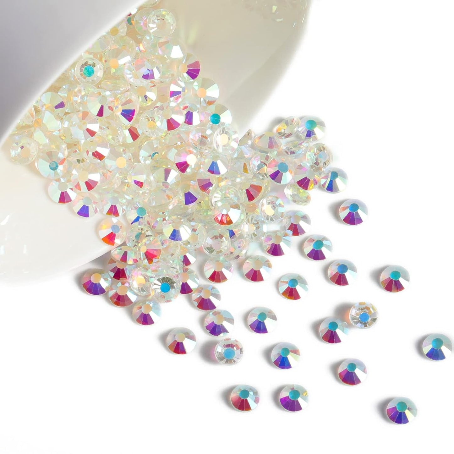 Beadsland 288 Pieces Flat Back Crystal Rhinestones Round Gems,Transparent AB,SS30,6.3-6.5mm