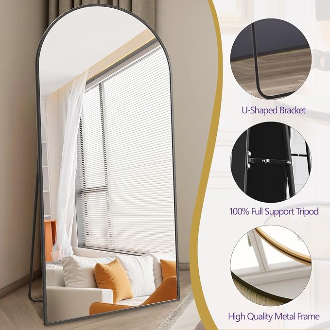Dewfig Arched Full Length Mirror, Oversized Full Body Mirrors - Image 8