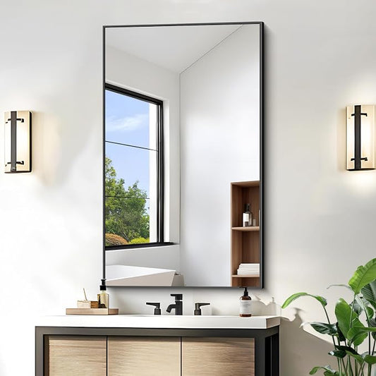 KOCUUY Bathroom Mirror, 24x40 Inch Black Mirror by KOCUUY