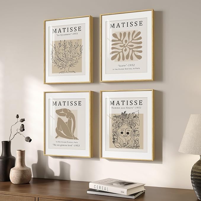 Framed Matisse Neutral Wall Art Set of 4 by Cuspin