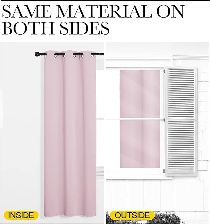 NICETOWN Baby Pink Blackout Curtains 68 inches Length - Image 5