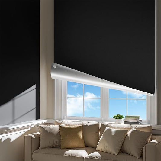 Portable Blackout Curtains for Bedroom, Easy Install No Drill Black Out by HEMRLY
