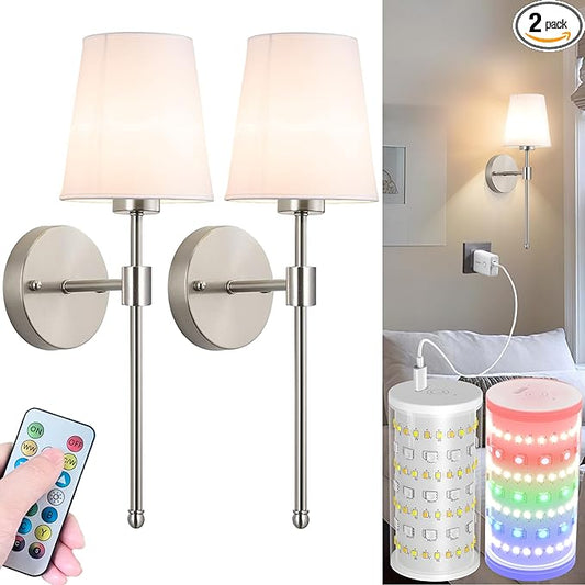 Battery Operated Wall Sconces Set Of 2, Wireless Battery Wall Light by Nekhung