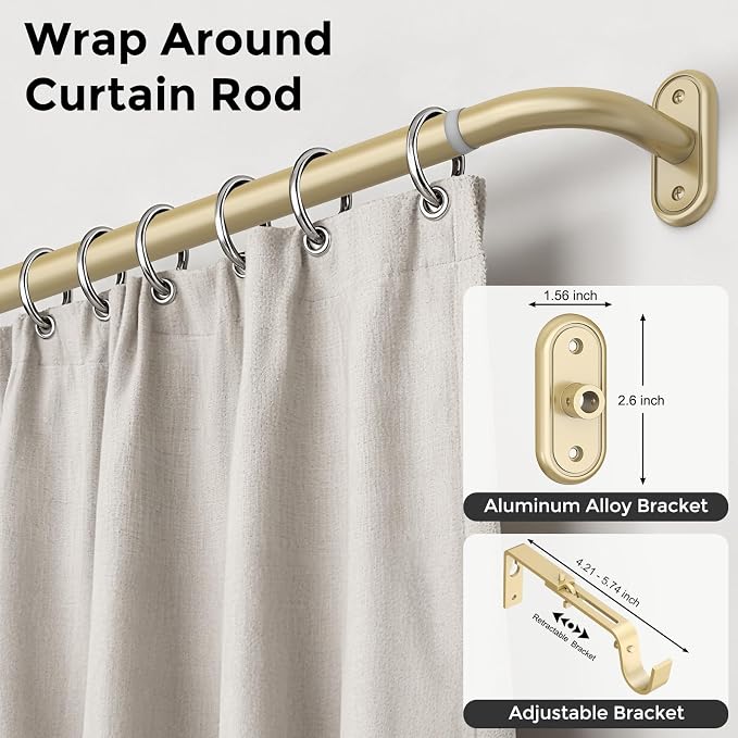 Curtain Rods 36-120 Inch, 1 Inch Adjustable Long Heavy Duty Room Darkening - Image 2