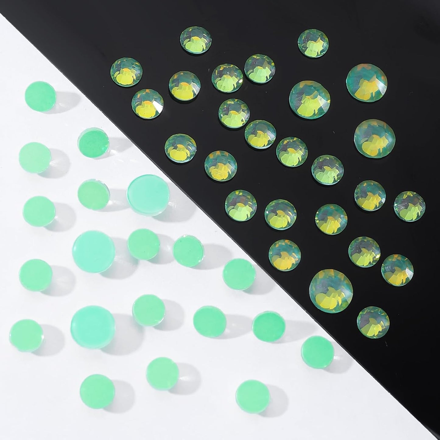 F Green Flatback Rhinestones, Glass Rhinestones for Nail Art and Craft, Glue Fix, Loose Crystal Gemstones(F Green, SS6, 1440pcs, 1.9-2.0mm)