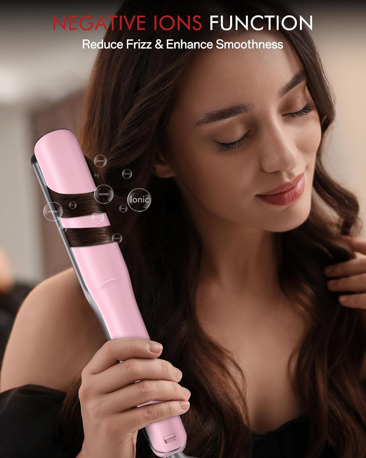 Betahouse Flat Iron Hair Straightener Airflow Curling Iron, Hair Straightener and Curler 2 in 1, 1 Inch Ionic Curling Wand with Cooling Air and Essential Oil Scent, 3 Temp 350-450℉ Dual Voltage