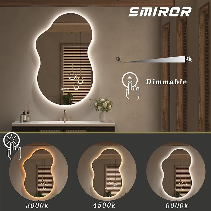 SMIROR Irregular Backlit Bathroom Mirror - Image 5