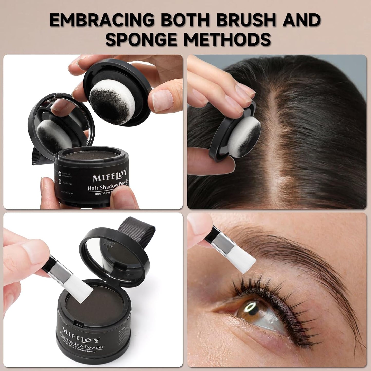 Root Touch Up Powder, Instantly Gray Hair Cover Up, Women Color Root Coverage Shadow Powder for Thinning Grey Hairline, Men Roots Concealer for Hair Loss Beard Line Eyebrow, Gray