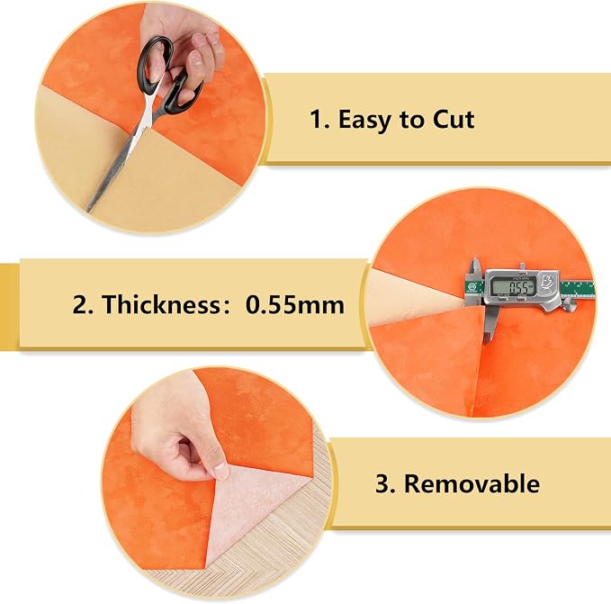 Wallercity Creative Orange Flocking Fabric Contact Paper - Image 8
