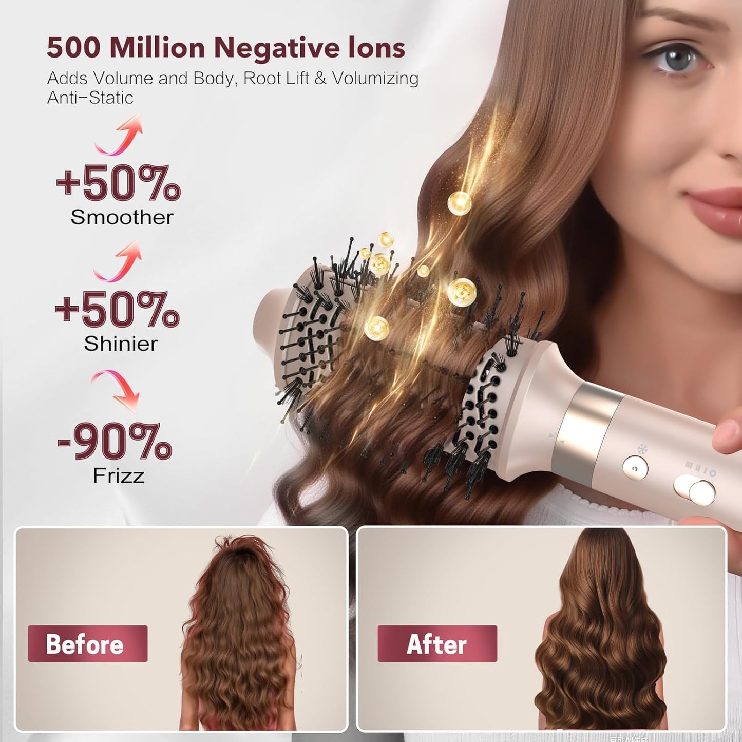 StyleVibe 6-in-1 Multi-Styler, Blow Dryer Brush & Thermal Brush with Auto Wrap Curl L/R, Fast Drying, Smooth Blowouts, Root-Lift Volume, No Heat Damage Frizz-Free Air Styler with Travel Bag