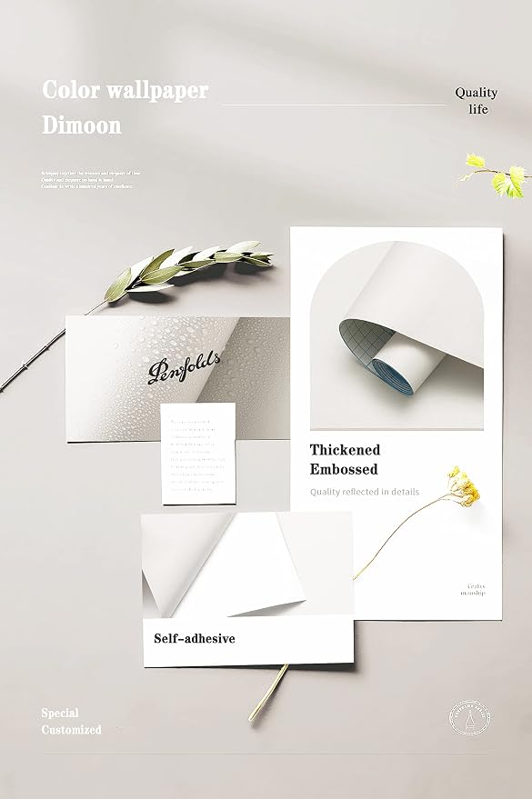 Dimoon 394''x17.7'' White Peel and Stick Wallpaper Contact Paper Modern Self - Image 4