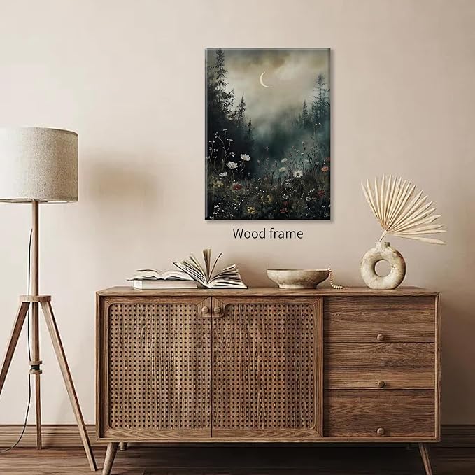 Dark Flower Field Poster Vintage Moody Academia Wall Art 12X16 inch Framed - Image 6