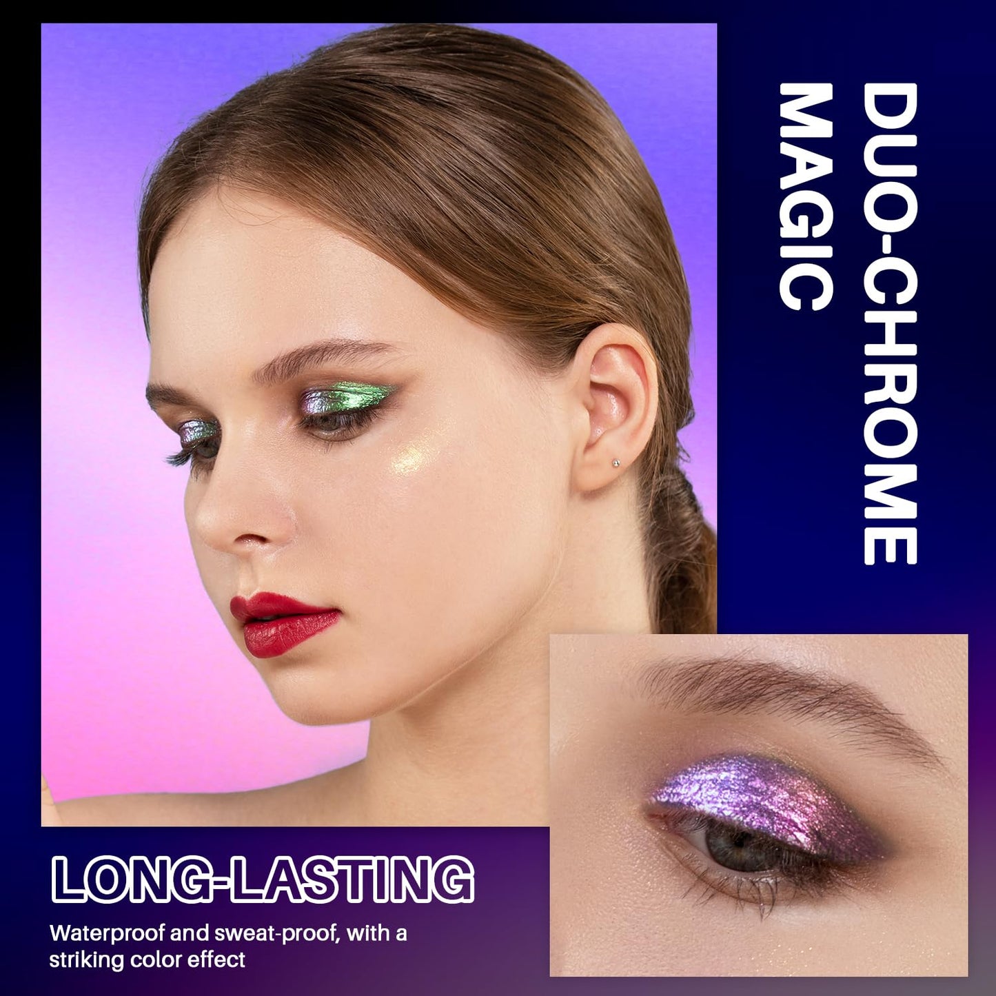 CHARMACY Liquid Duochrome Eyeshadow, Multi-Dimensional Eye Looks, Long Lasting Glitter Eye Shadow Sets Metallic Pigments, Quick Drying, Sparkling Shiny Eye Makeup for Beginners, 1.6g (#16)
