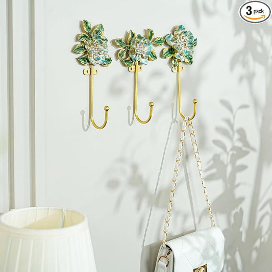 Vintage Wall Hooks Decorative Rack Hangers, 3 Pack Metal Wall Mounted Hook by bordorsse