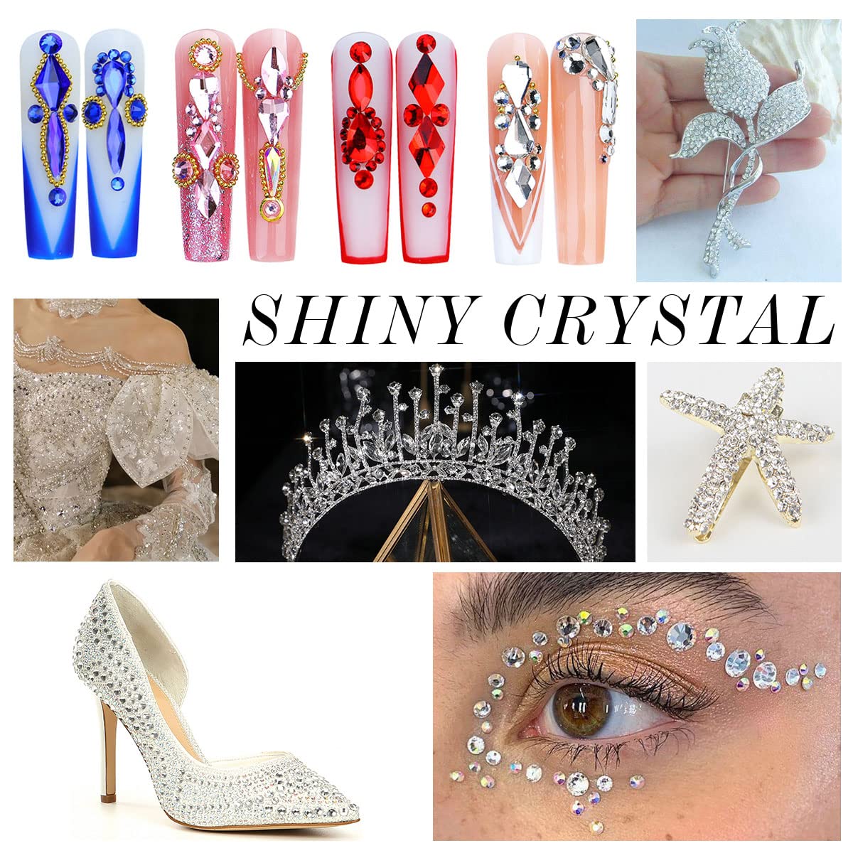 1440Pcs White Crystal Rhinestones,Glass Flatback Rhinestones Gemstones for Nail Face Makeup Art Crafts Clothes Decoration -(SS20,4.8mm,White)