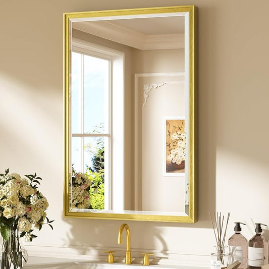 Keonjinn 24" x 36" Brushed Gold Bathroom Mirrors by Keonjinn