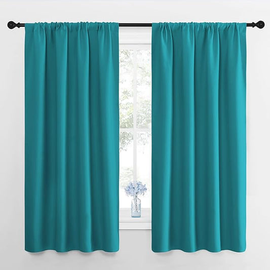 NICETOWN RV Blackout Curtains for Camper Windows, Peacock Blue, Short Blackout by NICETOWN