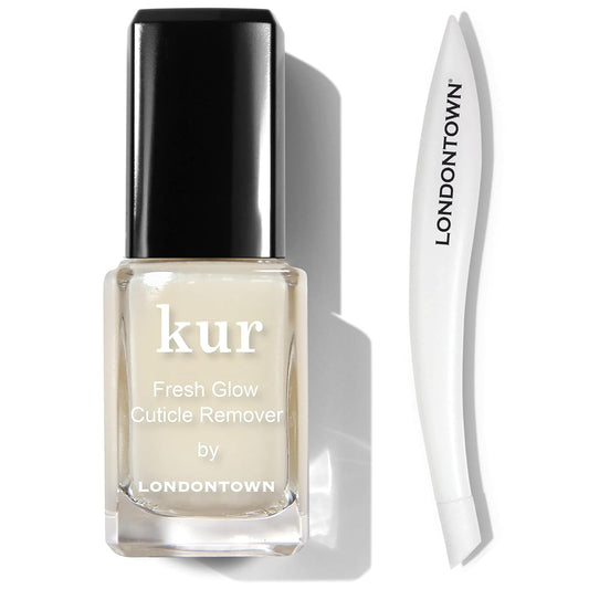 LONDONTOWN Fresh Glow Cuticle Remover with Pusher Tool - Instant Cuticle Remover Liquid - No Tool or Cutting Moisturizing Softening Nail Care for Dry, Damaged Cuticles, .40fl oz