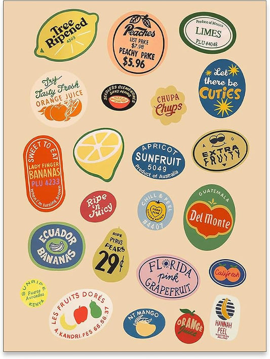 PDFI Trendy Kitchen Canvas Wall Art Vintage Fruit Market Pictures Prints Retro by PDFI
